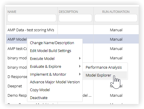 Using the Model Explorer
